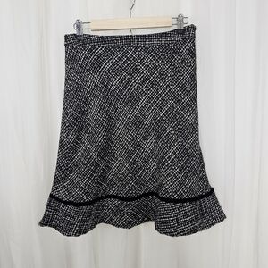 Vintage Gap wool boucle tweed skirt black white tulip hem velvet 2000 size 6